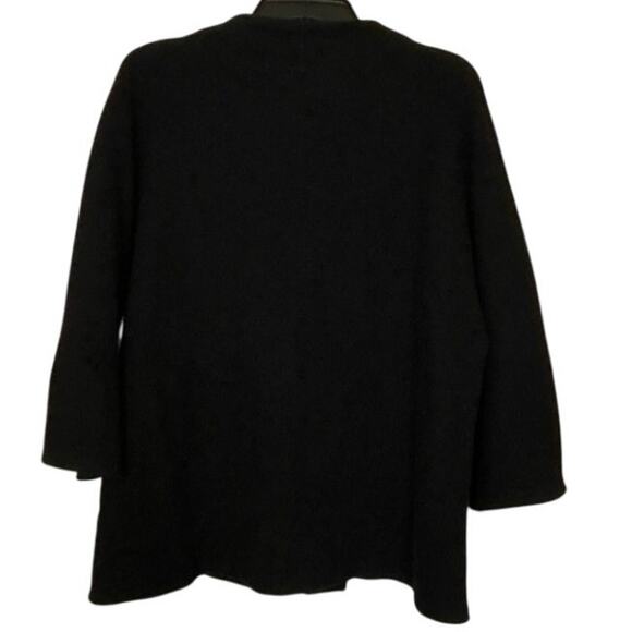 JM Collection Boiled Wool Sweater Jacket Black Broach Quiet Luxury L NWT - Picture 2 of 13
